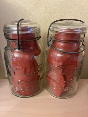 Vintage Antique 1923 - 1933 - Atlas E-Z Seal Glass Jars - Set of 2